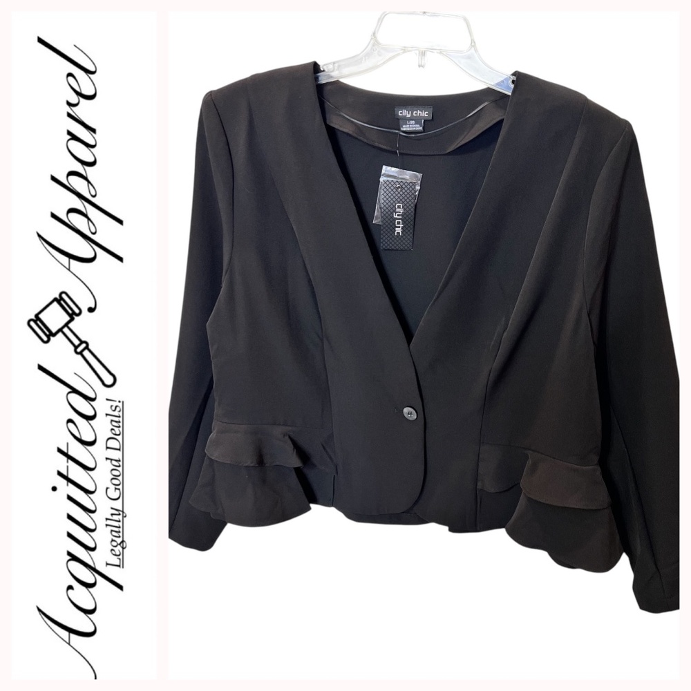 City Chic Black Petite Dress Jacket NWT Size L 20